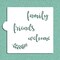 Family, Friends, Welcome Cookie & Craft Stencil | CM115 by Designer Stencils | Cookie Decorating Tools | Baking Stencils for Royal Icing, Airbrush, Dusting Powder | Craft Stencils for Canvas, Paper, Wood | Reusable Food Grade Stencil